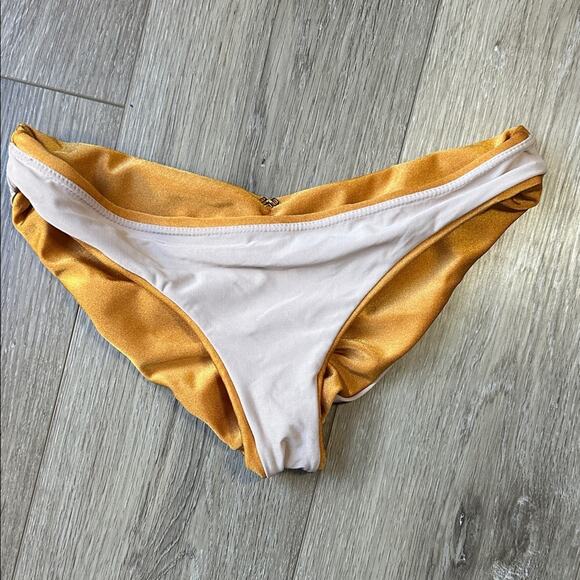 PQ Swim Gold Shimmy Ruched Bikini Bottoms - Picture 5 of 9